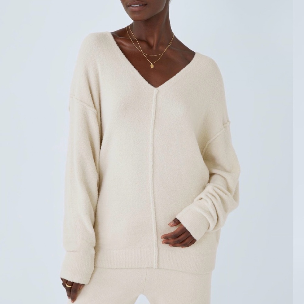 Aritzia Cream V-Neck Sweater - Picture 2 of 6